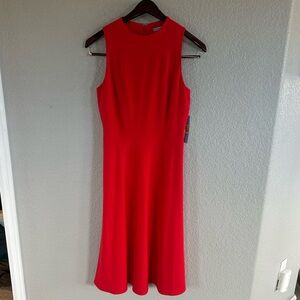 ANTONIO MELANI Vibrant Red Sleeveless Midi Dress